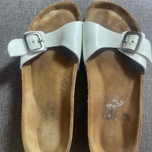 Naot White Leather Sandals with Buckle